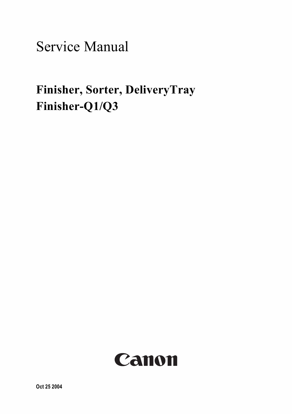 Canon Options Finisher-Q3 Q1 Sorter DeliveryTray Puncher Service Manual-1